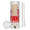 Tumbler stainless steel 600ml, with metal straw & cleaning brush
