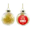 Transparent Christmas tree ball ornament with gold filling 8cm