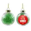 Transparent Christmas tree ball ornament with green filling 8cm