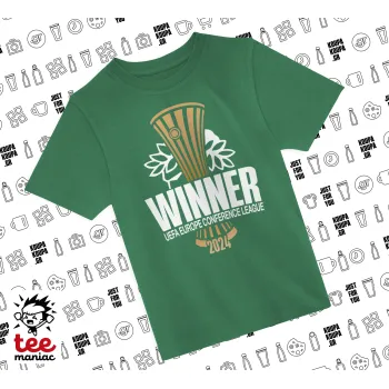 Europa Conference League WINNER, Άνετο παιδικό T-Shirt ΠΡΑΣΙΝΟ από 100% βαμβάκι, για κάθε μέρα. Vegan & OEKO-TEX πιστοποιημένο.
