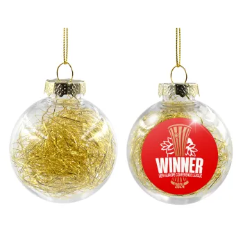 Europa Conference League WINNER, Transparent Christmas tree ball ornament with gold filling 8cm