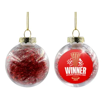 Europa Conference League WINNER, Transparent Christmas tree ball ornament with red filling 8cm