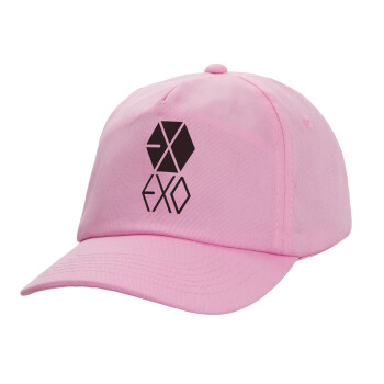 EXO Band korea, Casual children's baseball cap, 100% Cotton Twill, PINK (COTTON, CHILDREN'S, ONE SIZE)