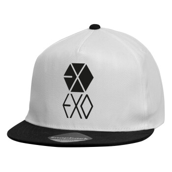 EXO Band korea, Καπέλο παιδικό Flat Snapback, Λευκό (100% ΒΑΜΒΑΚΕΡΟ, ΠΑΙΔΙΚΟ, UNISEX, ONE SIZE)