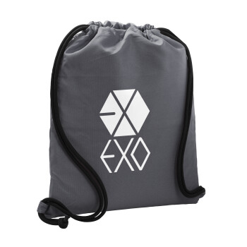 EXO Band korea, Backpack pouch GYMBAG GREY, with pocket (40x48cm) & thick cords