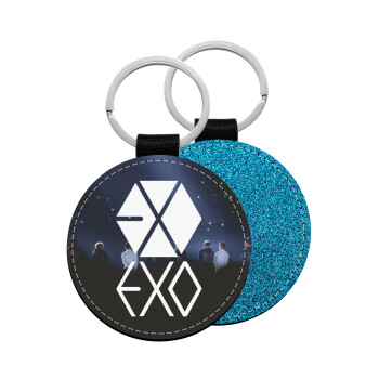 EXO Band korea, Μπρελόκ Δερματίνη, στρογγυλό ΜΠΛΕ (5cm)