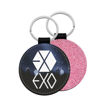 EXO Band korea, Μπρελόκ Δερματίνη, στρογγυλό ΡΟΖ (5cm)