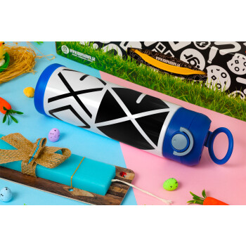 EXO Band korea, Πασχαλινή Λαμπάδα με Παιδικό παγούρι θερμό, ανοξείδωτο, με καλαμάκι ασφαλείας, ΜΠΛΕ (500ml)