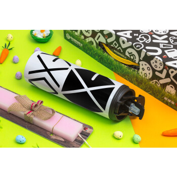 EXO Band korea, Easter candle,Travel Tumbler 2 Lids, with metal straw & cleaning brush & aromatic flat candle (30cm) (PINK)