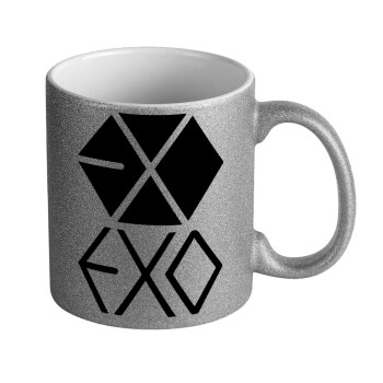 EXO Band korea, Κούπα Ασημένια Glitter που γυαλίζει, κεραμική, 330ml