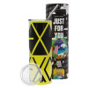 Neon Yellow Travel Tumbler, with metal straw (Stainless steel 304 Food grade, BPA free, 600ml)