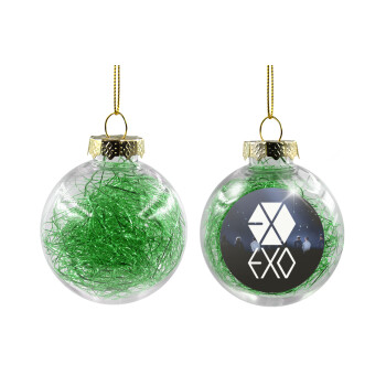 EXO Band korea, Transparent Christmas tree ball ornament with green filling 8cm