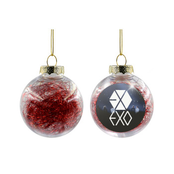 EXO Band korea, Transparent Christmas tree ball ornament with red filling 8cm