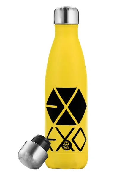 EXO Band korea — Yellow Stainless Steel Metallic Thermos, double-walled, 500ml