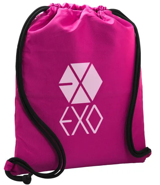 EXO Band korea — Τσάντα πλάτης πουγκί GYMBAG Φούξια, με τσέπη (40x48cm) & χονδρά κορδόνια
