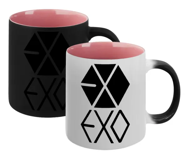 EXO Band korea — Magic mug with pink interior, ceramic, 330ml, changes colour with hot drinks