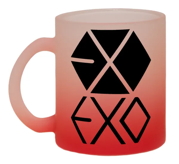 EXO Band korea — Two-tone glass mug with matte red base, 330ml