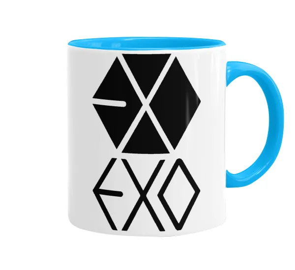 EXO Band korea — Κούπα χρωματιστή γαλάζια, κεραμική, 330ml