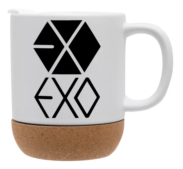 EXO Band korea — Κούπα, κεραμική με βάση φελού και καπάκι (ΜΑΤ), 330ml