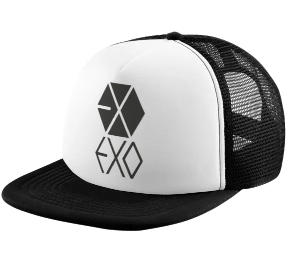 EXO Band korea — Καπέλο παιδικό Soft Trucker με Δίχτυ ΜΑΥΡΟ/ΛΕΥΚΟ (POLYESTER, ΠΑΙΔΙΚΟ, ONE SIZE)