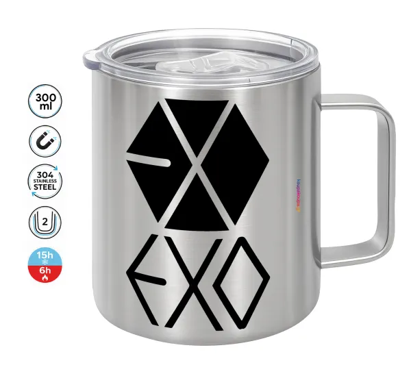 EXO Band korea — Double-walled stainless steel mug 300ml with temperature-retaining lid