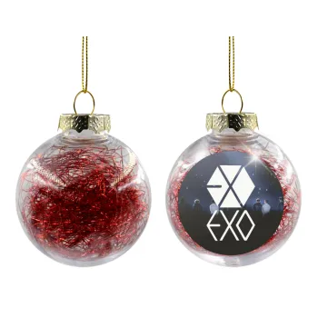 EXO Band korea, Transparent Christmas tree ball ornament with red filling 8cm