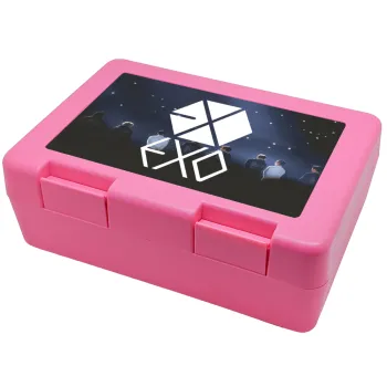 EXO Band korea, Παιδικό δοχείο κολατσιού ΡΟΖ 185x128x65mm (BPA free πλαστικό)