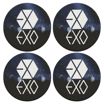 EXO Band korea, ΣΕΤ 4 Σουβέρ ξύλινα στρογγυλά (9cm)