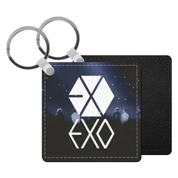 EXO Band korea, Μπρελόκ Δερματίνη, τετράγωνο ΜΑΥΡΟ (5x5cm)