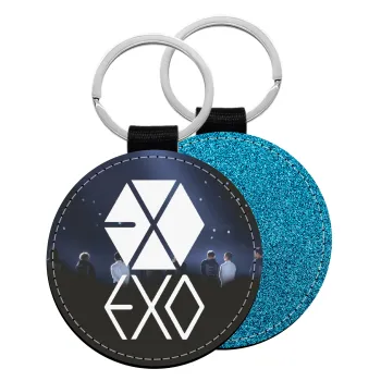 EXO Band korea, Μπρελόκ Δερματίνη, στρογγυλό ΜΠΛΕ (5cm)