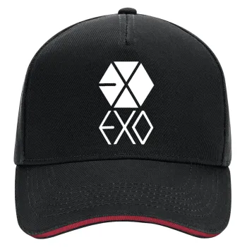 EXO Band korea, DRILL Καπέλο Ενηλίκων Ultimate ΜΑΥΡΟ/ΚΟΚΚΙΝΟ, (100% ΒΑΜΒΑΚΕΡΟ, ΕΝΗΛΙΚΩΝ, UNISEX, ONE SIZE)