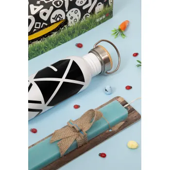 EXO Band korea, Πασχαλινή Λαμπάδα με παγούρι μεταλλικό (620ml, stainless steel) & κερί αρωματικό πλακέ (30cm) (ΤΙΡΚΟΥΑΖ)