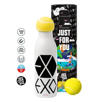 EXO Band korea, Tennis ball Metal mug thermos White, double wall, 550ml
