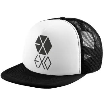 EXO Band korea, Καπέλο παιδικό Soft Trucker με Δίχτυ ΜΑΥΡΟ/ΛΕΥΚΟ (POLYESTER, ΠΑΙΔΙΚΟ, ONE SIZE)