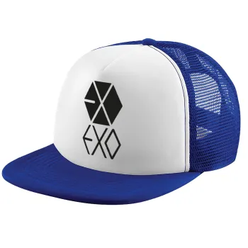 EXO Band korea, Καπέλο παιδικό Soft Trucker με Δίχτυ ΜΠΛΕ/ΛΕΥΚΟ (POLYESTER, ΠΑΙΔΙΚΟ, ONE SIZE)