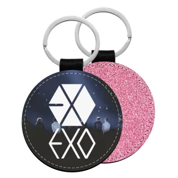 EXO Band korea, Μπρελόκ Δερματίνη, στρογγυλό ΡΟΖ (5cm)