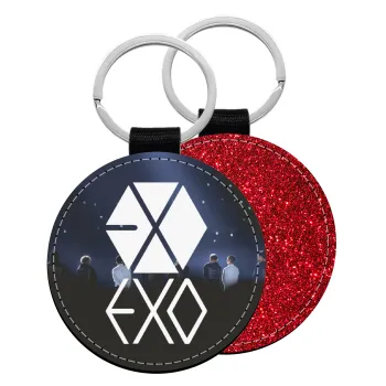 EXO Band korea, Μπρελόκ Δερματίνη, στρογγυλό ΚΟΚΚΙΝΟ (5cm)