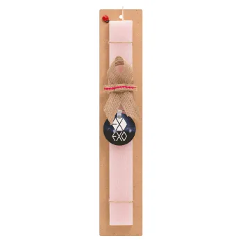 EXO Band korea, Easter Set, wooden keychain & scented flat Easter candle (30cm) (PINK)