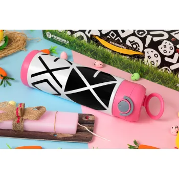 EXO Band korea, Easter candle, Childrens hot water bottle, stainless steel, with safety straw, PINK (500ml)