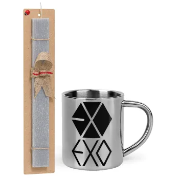 EXO Band korea, Easter Set, metallic thermal cup (300ml) & Easter aromatic flat candle (30cm) (GRAY)