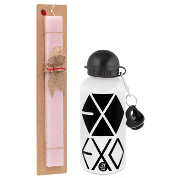 EXO Band korea, Easter Set, metallic aluminum bottle (500ml) & aromatic flat Easter candle (30cm) (PINK)