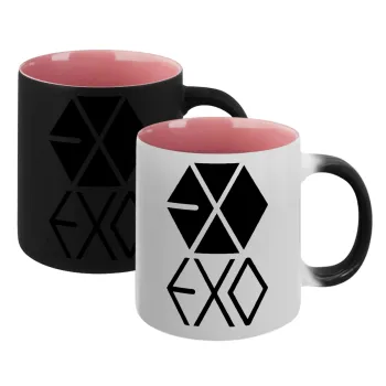 EXO Band korea, Κούπα Μαγική εσωτερικό ΡΟΖ, κεραμική 330ml που αλλάζει χρώμα με το ζεστό ρόφημα