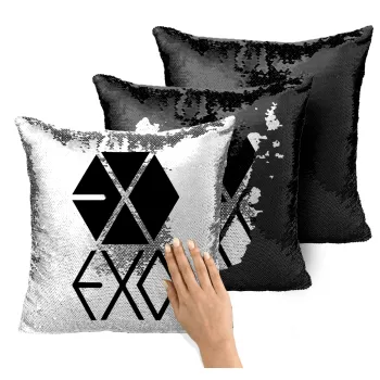 EXO Band korea, Μαξιλάρι καναπέ Μαγικό Μαύρο με πούλιες 40x40cm περιέχεται το γέμισμα