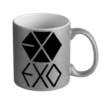 EXO Band korea, Κούπα Ασημένια Glitter που γυαλίζει, κεραμική, 330ml