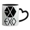 Mug heart black handle, ceramic, 330ml