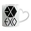 Mug heart handle, ceramic, 330ml