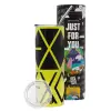 Neon Yellow Travel Tumbler θερμό, μεταλλικό καλαμάκι(Ανωξείδωτο 304 Food grade, BPA free, 600ml)