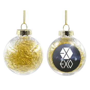 EXO Band korea, Transparent Christmas tree ball ornament with gold filling 8cm