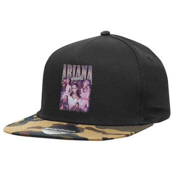 Ariana Grande, Καπέλο Ενηλίκων Flat Snapback Μαύρο/Παραλλαγή, (100% ΒΑΜΒΑΚΕΡΟ TWILL, ΕΝΗΛΙΚΩΝ, UNISEX, ONE SIZE)