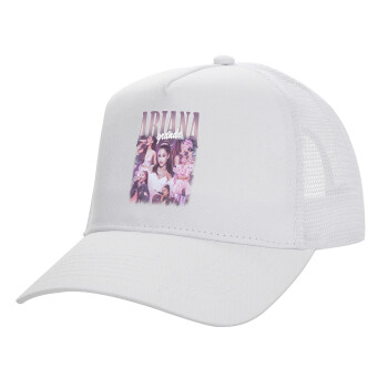 Ariana Grande, Structured Trucker Adult Hat, with Mesh, WHITE (100% COTTON, ADULT, UNISEX, ONE SIZE)